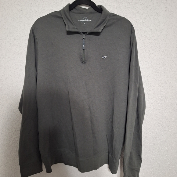 Men’s Vineyard Vines Dark Gray Quarter-Zip Pullover Sweater Size L - Picture 2 of 5